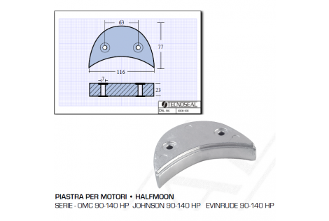 Placa para motores OMC Johnson Evinrude 90 140 CV