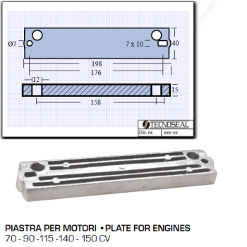 Placa para motores Susuky 70 90 115 140 150 CV