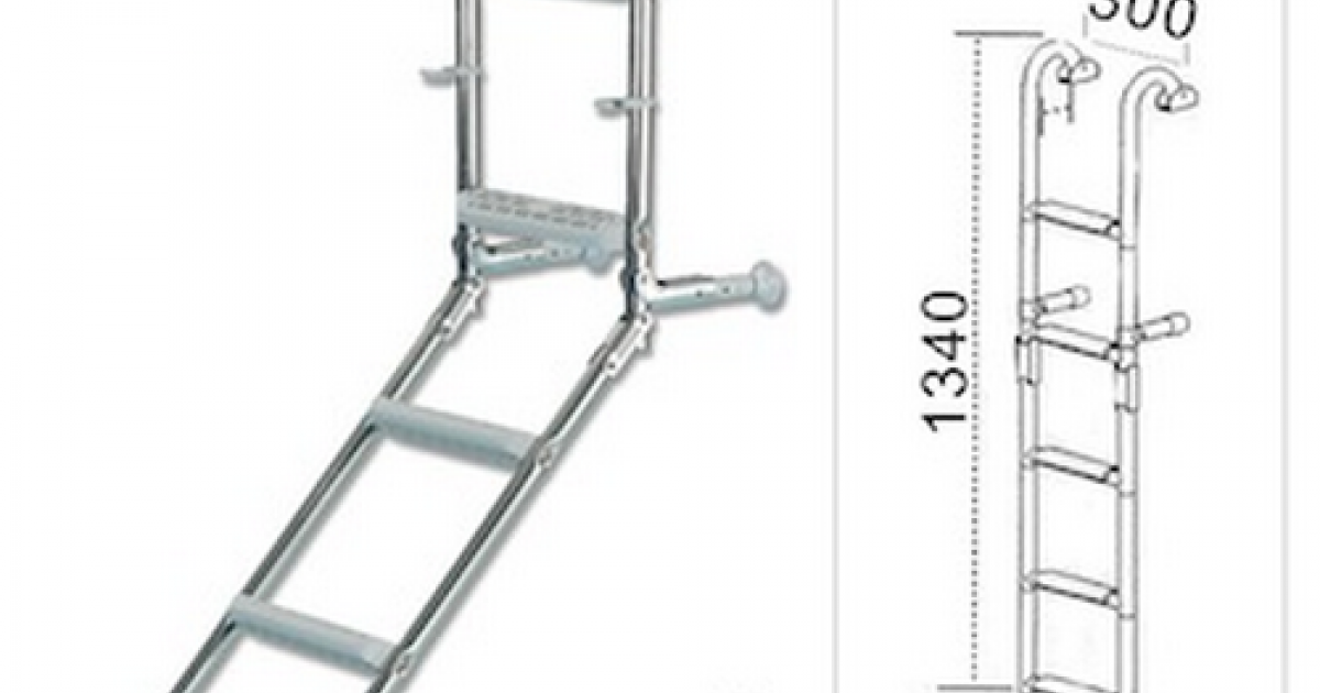 Escalera plegable para espejo de popa inox 2+2 peldaños