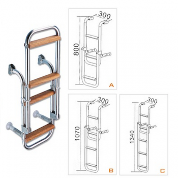 Escalera Kappa de acero inoxidable Pasos de madera 3, 4 o 5 peldaños