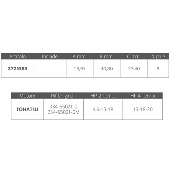 RODETE TOHATSU 2 / 4T 9.9-15-18 HP